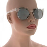 round clear mirror sunglasses