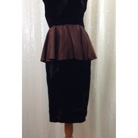 Vintage Brown velvet peplum tube dress